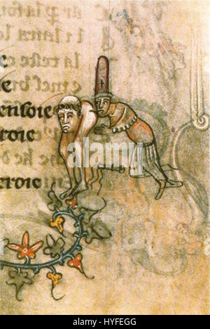 „Templer“ zeigt eine historische Szene, die von den mittelalterlichen Templern inspiriert wurde. Dieses Kunstwerk erforscht den Einfluss des Ordens während der Kreuzzüge, mit einem Schwerpunkt auf ihre Rolle in der Religions- und Militärgeschichte. Stockfoto