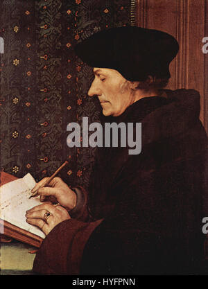 Hans Holbein das um 1532 entstandene Porträt des Jüngeren Erasmus von Rotterdam ist im Louvre untergebracht. Das Gemälde fängt Holbeins Geschick in der Darstellung detaillierter Ausdrücke und intellektueller Präsenz ein. Stockfoto