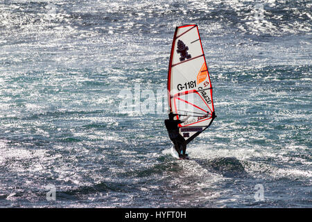 Windsurfen in Surfers Point südlich von Margaret River, South Western Australia. Stockfoto