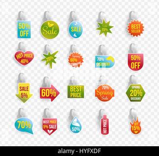 Vektor Wobbler Mock-up set mit transparenten Streifen und transparentem Hintergrund. Stock Vektor