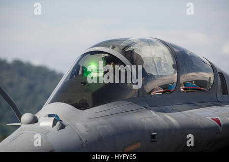 Ein Jagdflugzeug Dassault Rafale Multirole auf Langkawi International Maritime und Luft-und Raumfahrt (LIMA) Ausstellung 2017 Stockfoto