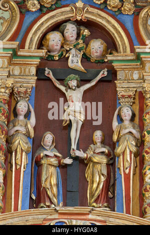 Frankreich, Savoyen (73), Peisey-Nancroix, Chapelle des Vernettes / / Frankreich, Savoyen, Peisey Nancroix, Vernettes, innen Barock-Kapelle Stockfoto