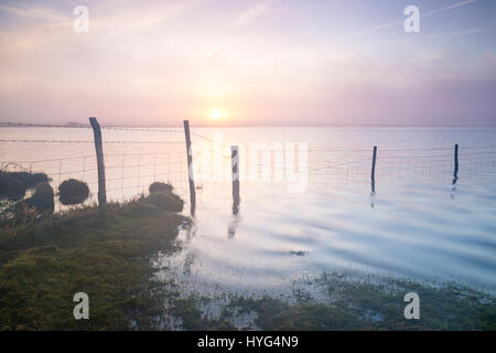 Morgendämmerung über Crowdy Reservoir auf Bodmin Moor Stockfoto