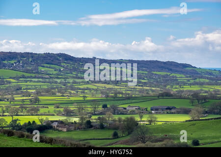 Malerische Aussicht auf die hügelige Landschaft von Somerset Stockfoto