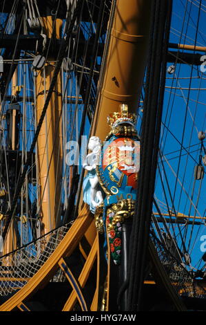 AJAXNETPHOTO. PORTSMOUTH, ENGLAND - AUSHÄNGESCHILD - AUF HMS VICTORY, DAS FLAGGSCHIFF VON ADMIRAL HORATIO NELSON IN DER SCHLACHT VON TRAFALGAR.  FOTO: JONATHAN EASTLAND/AJAX REF: RD52211 / 876 Stockfoto