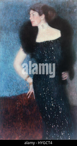 Bildnis Rose von Rosthorn Friedmann von Gustav Klimt ist ein Porträt von Rose von Rosthorn, das 1901 entstanden ist. Die abgeschnittene Version hebt die komplizierten Details ihrer Kleidung und ihres Ausdrucks hervor, die typisch für Klimts Porträtstil sind. Stockfoto