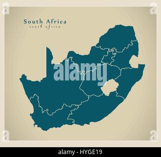 Moderne Karte - Südafrika mit Provinzen ZA Stock Vektor