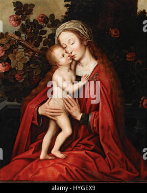 Ambrosius Benson (Werkstatt) die Madonna und Kind in eine Rose Garden Stockfoto