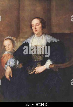 Anthony van Dyck Bildniss Anna van Thielen, Frau des Malers Theodoor Rombouts mit ihrer Tochter Stockfoto