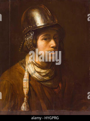 Wallerant Vaillant (Attr) Portrait Eines Jungen Mannes Mit Helm Stockfoto