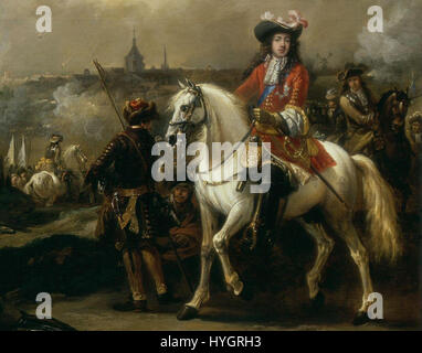 Jan van Wycks Porträt von James Scott, Duke of Monmouth und Buccleuch, fängt die historische Figur in einer sehr detaillierten und dramatischen Darstellung ein, die seinen edlen Status und seine Kleidung aus dem 17. Jahrhundert widerspiegelt. Stockfoto