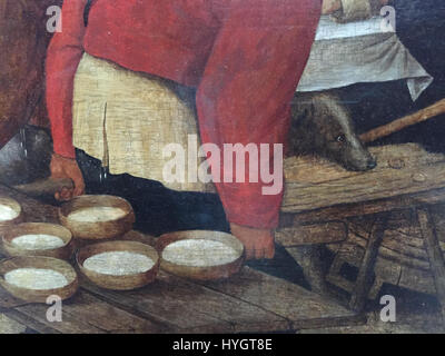 Detail der II von Pieter Brueghel die Bauernhochzeit in einer Scheune Stockfoto