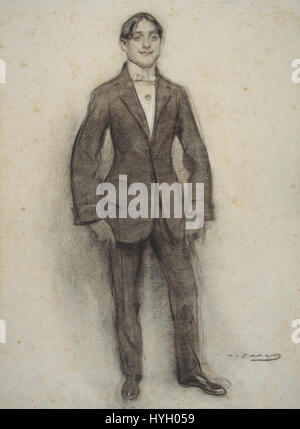 Dieses Kunstwerk von Ramon Casas, Teil der MNAC-Sammlung, zeigt ein Porträt des katalanischen Künstlers, das oft mit Modernismus in Verbindung gebracht wird. Das Werk unterstreicht Casas’ Meisterschaft in der Porträtkunst und spiegelt den Stil und die Eleganz des späten 19. Und frühen 20. Jahrhunderts in Spanien wider. Stockfoto