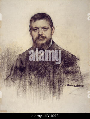 „Ramon Casas MNAC Jaume Carner“ zeigt ein Werk des spanischen modernistischen Künstlers Ramon Casas. Das Gemälde unterstreicht Casas’ charakteristischen Stil, wobei er sich auf zeitgenössische Themen und das soziale Umfeld seiner Zeit konzentriert. Stockfoto