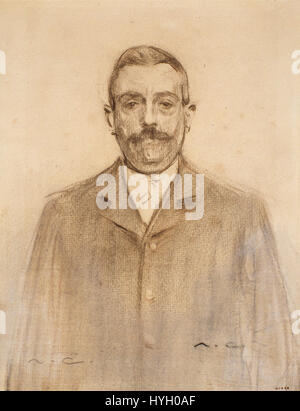 Ramon Casas’ Gemälde im MNAC zeigt eine detaillierte Darstellung einer kulturellen oder sozialen Szene. Seine Werke zeigen oft die spanische Bourgeoisie, fokussieren sich auf den Alltag und die Figuren und verkörpern die spanische Kunstszene des späten 19. Jahrhunderts. Stockfoto