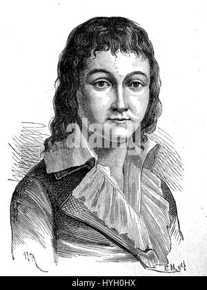 Eine Darstellung des 1785 geborenen und 1795 verstorbenen Ludwig XVII., die sich vermutlich auf historische Porträts aus dem späten 18. Jahrhundert bezieht. Stockfoto
