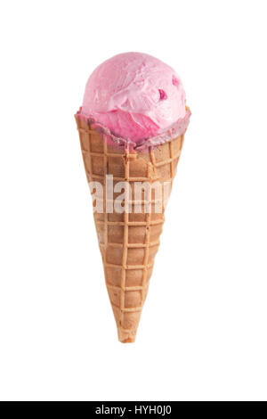 Nahaufnahme von einem Erdbeereis auf weißem Hintergrund mit Beschneidungspfad Stockfoto