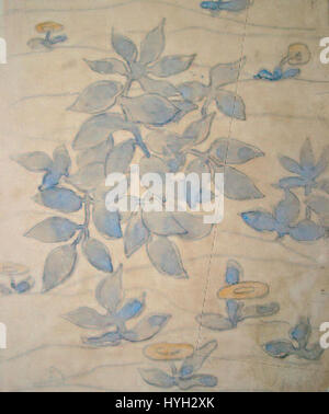 Das Rippl Embroidery Design ist ein detailreiches Kunstwerk für Textilkunst, das sich auf komplizierte Muster und Blumenmotive konzentriert. Das Design ist bekannt für seine zarte und symmetrische Anordnung, die einen Einblick in die dekorativen Traditionen und das Handwerk der Zeit bietet. Stockfoto