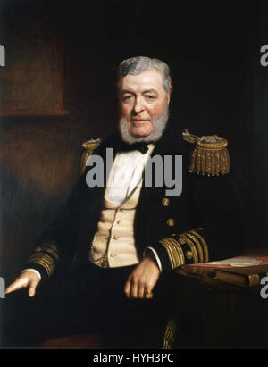 Dieses Porträt von Stephen Pearce zeigt Admiral John Lort Stokes, eine prominente Figur der britischen Royal Navy im 19. Jahrhundert. Das Kunstwerk unterstreicht seine Bedeutung für die Erforschung und Führung der Marine. Stockfoto