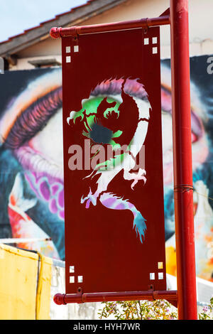 Wandkunst im chinesischen Viertel. Belgrano, Buenos Aires, Argentinien. Stockfoto