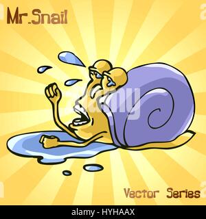 Mr Snail mit scheitern. Vektor-illustration Stock Vektor