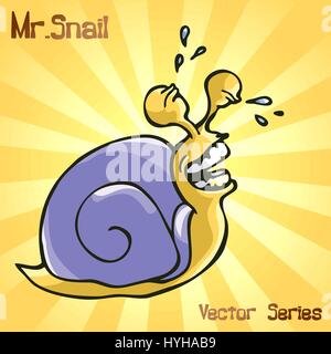 Mr Snail mit Lächeln auf den Lippen. Vektor-illustration Stock Vektor