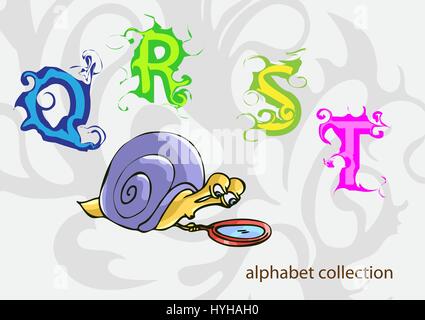 Alphabet mit Mr Snail. Vektor-illustration Stock Vektor