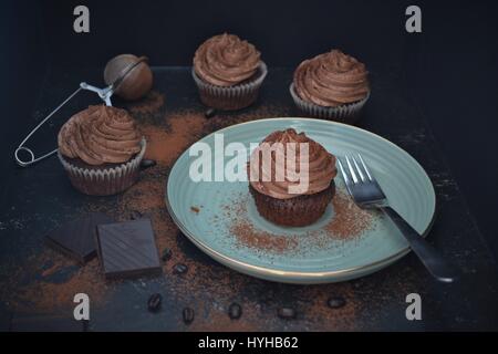 Schokolade Kaffee Mocca Cupcake Stockfoto