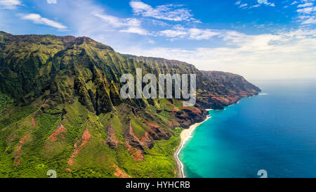 Aerial Landschaftsansicht der spektakulären Na Pali Küste, Kauai, Hawaii, USA Stockfoto