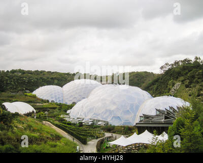 Blick auf das Eden Project in Cornwall, UK Stockfoto