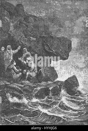 „The Field of Ice“ von Riou und Montaut stellt eine dramatische Winterszene dar, die die Härte der Natur in einem dynamischen, großformatigen Gemälde einfängt. Stockfoto