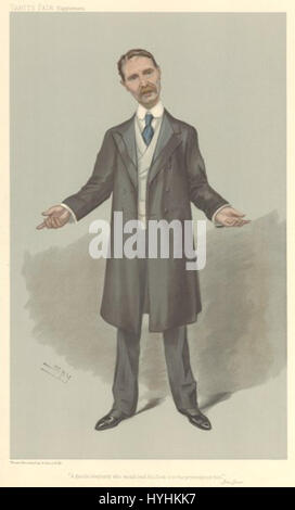 Diese am 2. März 1905 veröffentlichte Karikatur des Bonar Law übertreibt humorvoll seine körperlichen Eigenschaften und Persönlichkeitsmerkmale. Das Bild ist eine satirische Darstellung des britischen konservativen Politikers, mit Betonung auf sein ernstes Verhalten und seine politische Bedeutung, die charakteristisch für die populäre politische Satire des frühen 20. Jahrhunderts ist. Stockfoto