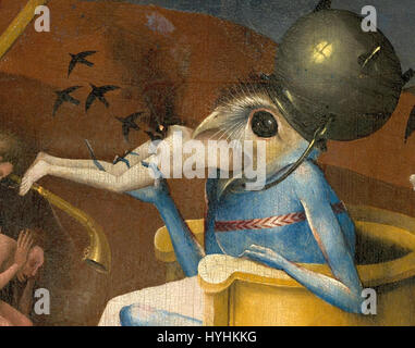 Bosch, Hieronymus der Garten der Lüste, rechten Bereich Detail Vogel geleitet Monster oder der Fürst der Hölle hautnah Kopf (unten rechts) Stockfoto