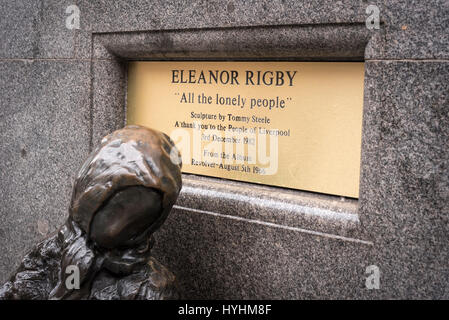 Die Eleanor Rigby-Statue in Stanley Street Liverpool. Stockfoto