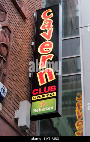Die Höhle anmelden Mathew Street Liverpool der Geburtsort der Beatles. Stockfoto