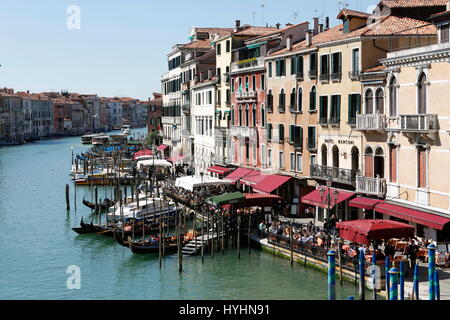 Blick von der Rialto-Brücke, Canale Grande, Canal Grande, Venedig, Venetien, Italien Stockfoto