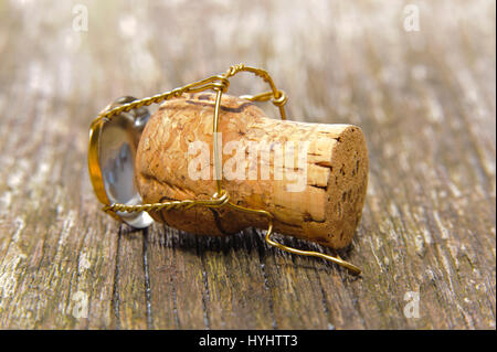 Kork von Champagner und leer für Ihren text Stockfoto