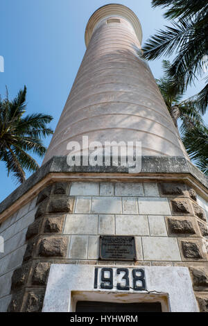 Sri Lanka, Hafen Stadt Galle. Galle Leuchtturm aka Pointe de Galle Licht innerhalb der Mauern der Festung Galle. Sri Lankas älteste leichte Station da Stockfoto