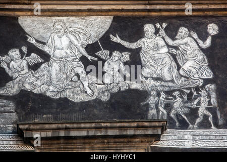 Renaissancehaus am Hauptplatz mit Sgraffito an der Fassade, Litomerice, Tschechische Republik Stockfoto