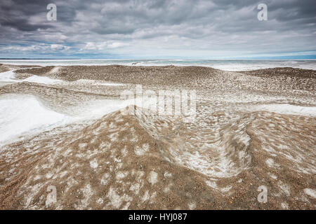 Landschaft des zugefrorenen See Winnipeg Stockfoto