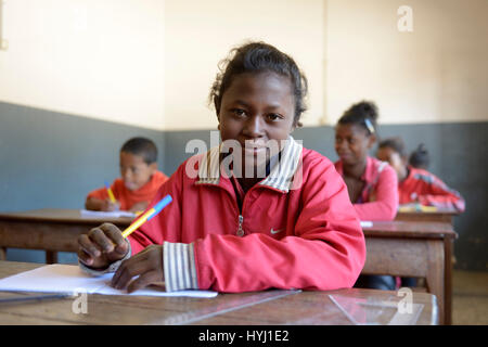 Mädchen, 14 Jahre, Grundschule, Fianarantsoa, Madagaskar Stockfoto