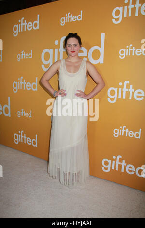 Los Angeles, USA. 4. April 2017. Mary Chieffo 04.04.2017 der Los-Angeles-Premiere von "Gifted" statt in den pazifischen Theatern im The Grove in Los Angeles, CA-Foto: Cronos/Hollywood News Stockfoto