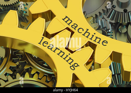 Machine Learning-Konzepts auf die Zahnräder, 3D rendering Stockfoto