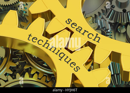 Suche-Techniken-Konzept auf die Zahnräder, 3D rendering Stockfoto
