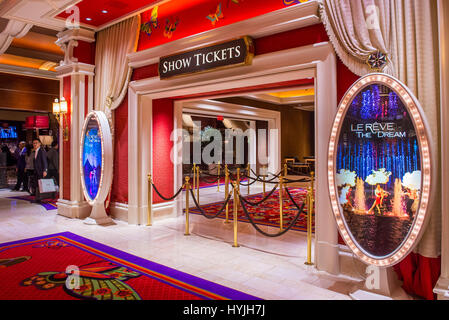 LAS VEGAS - JAN 08: The Le Rêve im Wynn Hotel in Las Vegas am 8. Januar 2017. Le Rêve ist eine Inszenierung, es befindet sich in einem aquatischen Stadium mit, einer Stockfoto