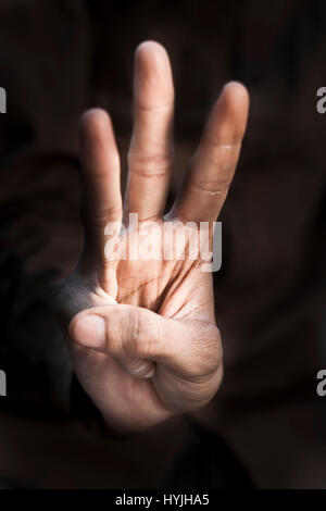 American Sign Language (ASL) ist die vorherrschende Gebärdensprache der Gehörlosen Gemeinschaften in den Vereinigten Staaten und den meisten anglophonen Kanada. Stockfoto