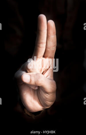 American Sign Language (ASL) ist die vorherrschende Gebärdensprache der Gehörlosen Gemeinschaften in den Vereinigten Staaten und den meisten anglophonen Kanada. Stockfoto