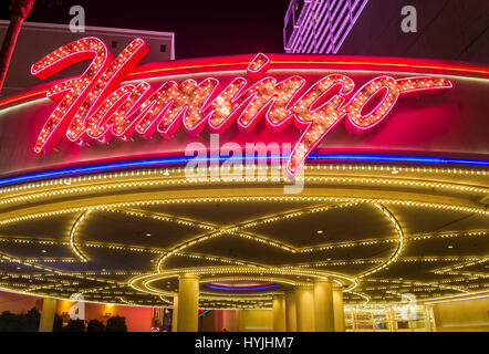 LAS VEGAS - 24 NOV: The Flamingo Hotel und Casino am 24. November 2016 in Las Vegas. Das Hotel wurde von Bugsy Segal am 1946 und es ist das älteste res Stockfoto