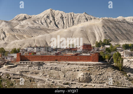 Nepal, Mustang Trek, Lo Mantang Stadt von Norden Stockfoto