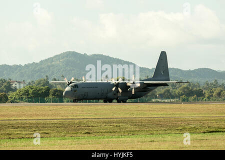 Ein Airbus A400M Atlas landet auf Langkawi International Maritime und Luft-und Raumfahrt (LIMA) Ausstellung 2017 Stockfoto